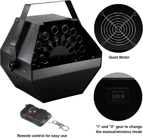 Miniatura 3 de ATDAWN Máquina automática de burbujas de alta capacidad de 1 litro con control remoto de 45 pies, soplador de burbujas de metal profesional