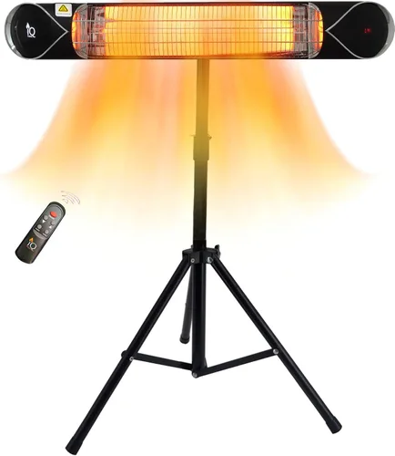 Wave - Calentador infrarrojo de carbono de 1500 W, calentador eléctrico para interiores y exteriores, resistente a la intemperie con soporte de