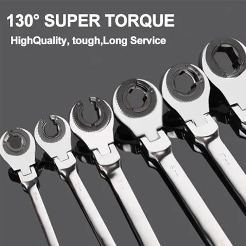 Miniatura 5 de Llave de trinquete de tubo abierto, cabeza fija flexible 2 en 1, llave de trinquete de extremo abierto, llave de trinquete de línea de combustible