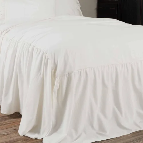 Miniatura 2 de Piper Classics Elizabeth Colcha con volantes, tamaño individual, con falda en 3 lados, color blanco suave antiguo, ligero, ropa de cama estilo granja