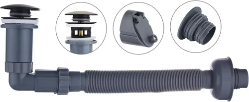 P Trap - Tapón para lavabo de baño, trampa para botellas en ángulo recto, juego completo de tubo ajustable de 1-1/4, diseño de tubo roscado para