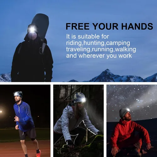 Miniatura 26 de Tutuko Gorro unisex con luz, gorro LED recargable por USB, sombrero LED con linterna, regalos para hombres, mujeres, papá