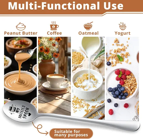 Miniatura 3 de Divertida Cuchara de Nutella Grabada, Cuchara de Acero Inoxidable Grabada para Mujeres y Hombres, Ideal para Cumpleaños, Navidad, Día de San Mi
