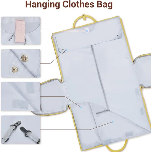 Miniatura 5 de Bolsas de ropa para viajes para mujer, Amarillo, Bolsa de ropa con compartimento para artículos de tocador