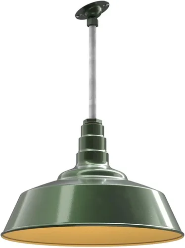 Miniatura 31 de Steel Lighting Co. Manhattan Warehouse Light Lámpara colgante montada en el techo Cúpula de 20 pulgadas Montaje al ras Luz de granero