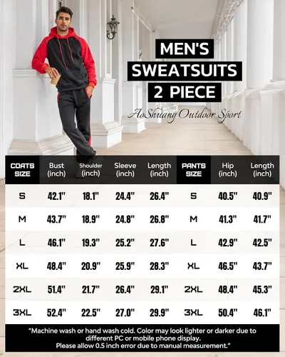 Miniatura 6 de Conjunto deportivo de 2 piezas para hombre, sudadera casual con capucha para hombre, atlético, deportivo, manga larga, conjunto de traje para trotar