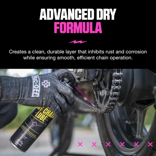 Miniatura 3 de Muc-Off Lubricante de cadena seca para motocicleta, fórmula sintética ultraduradera, lubricación de larga duración, máxima protección de cadena