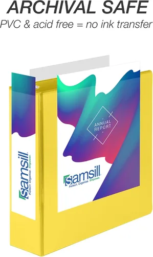 Miniatura 395 de Samsill - Carpeta duradera de 5 pulgadas, fabricada en los Estados Unidos, con anillos en D, transparente y personalizable, color blanco
