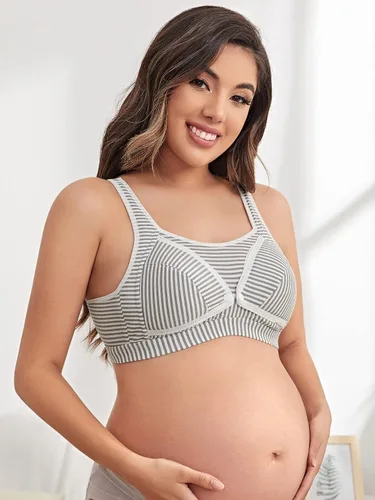 Miniatura 4 de Floerns Sujetador de maternidad para mujer con estampado de rayas para lactancia materna