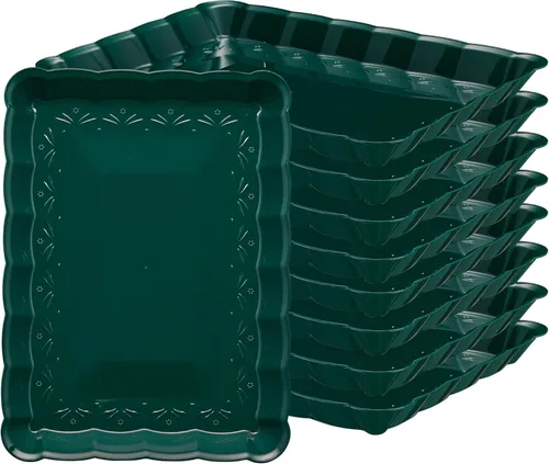 Miniatura 29 de Plasticpro - Bandejas de plástico para servir, rectangulares, 9 x 13 pulgadas, plato desechable para fiesta, incluye 4 bandejas Transparente