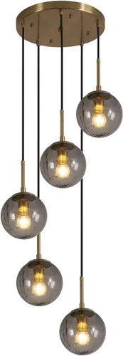 Miniatura 9 de KCO Iluminación Moderna de Mediados de Siglo Lámpara Colgante de Globo de 3 Luces Lámpara Colgante de Latón Dorado Lámpara Colgante de Luz Múltiple