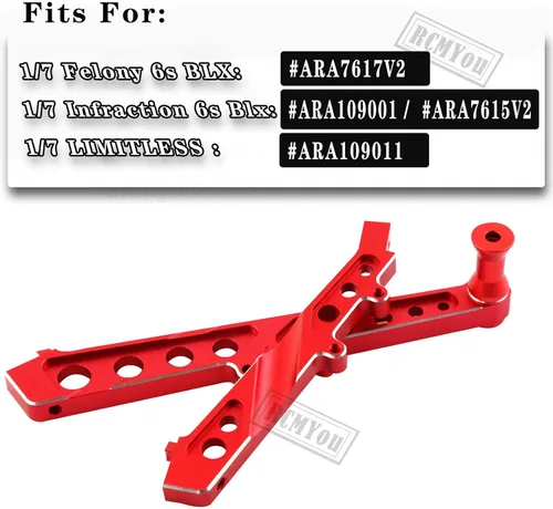 Miniatura 2 de Soporte de chasis de aluminio para ARRMA 1/7 Felony 6S BLX/Infraction 6S BLX/Limitless Roller, soporte de chasis delantero trasero de aleación, Rojo
