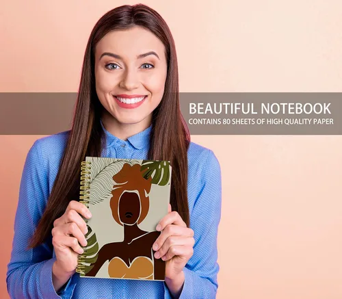 Miniatura 2 de Knibeo Cuaderno bohemio para mujer, diario de niña negra, 5.5 x 8.3 pulgadas, cuaderno estético con 164 páginas, cuadernos para mujer