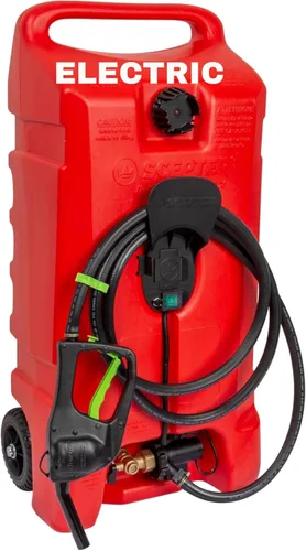 Miniatura 12 de Scepter Duramax Flo 'N Go Carrito de Gas de 14 Galones, Tanque de Combustible Portátil de 53 Litros y Bomba de Transferencia de Combustible con Rojo
