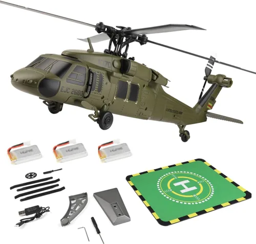Miniatura 10 de WL K170 Blackk Hawk UH-60L 170, Helicópteros militares RC para adultos, 2.4G 4CH Flybarless Helicóptero RC con acelerador ajustable izquierdo