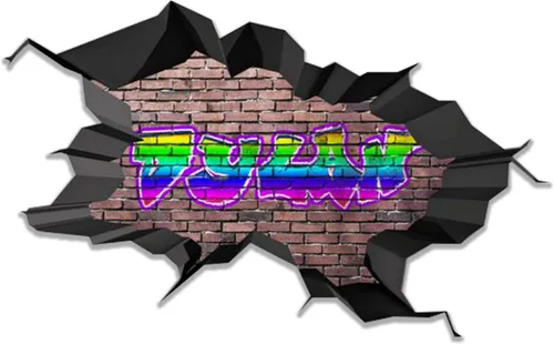 Calcomanía de pared con nombre personalizado, graffiti 3D | Arte personalizado vinilo decorativo adhesivo | Removible | Despegar y pegar | Borde