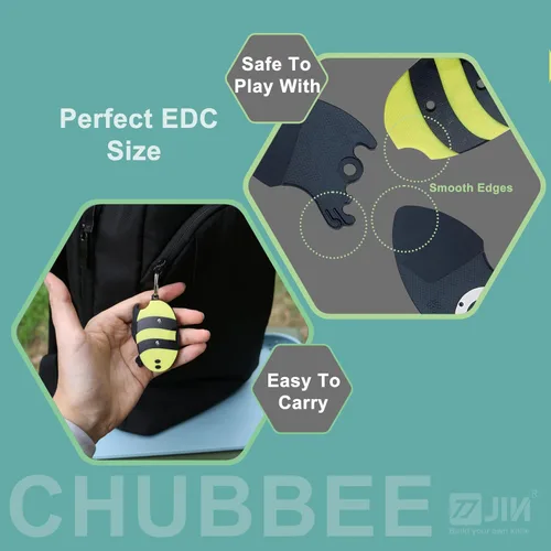 Miniatura 6 de JIN Chubbee Starters - Cuchillo de bolsillo seguro, juguete para ansiedad, cuchillos falsos, hoja y mango G10 opaco, EDC plegable, kit de bricolaje