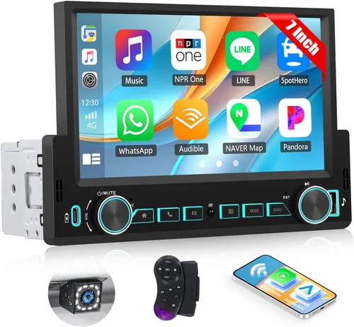 Miniatura 9 de Estéreo de coche de un solo DIN con Carplay inalámbrico y Android Auto, 5.5 "1 DIN pantalla táctil Radio de coche con Bluetooth FM Radio espejo