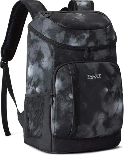 TOURIT - Mochila de hielera térmica ligera a prueba de fugas para 30 latas, para hombres y mujeres 01-teñido negro