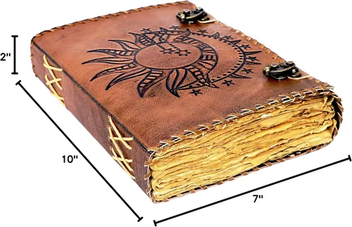 Miniatura 7 de Sun & Moon - Diario en relieve, 220 páginas hechas a mano con borde deckle borde, diario vintage, diario de sol y luna, cuaderno de bocetos