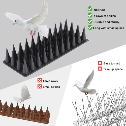 Miniatura 4 de Púas para Pájaros, Paquete de 9 Unidades Disuasorias para Pájaros para Exteriores, Púas de Paloma para Mantener Alejados a los Mapaches, Ardillas