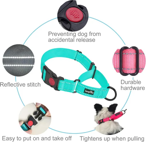 Miniatura 2 de haapaw Paquete de 2 collares de perro Martingale con hebilla de liberación rápida reflectantes, collares de entrenamiento para perros pequeños