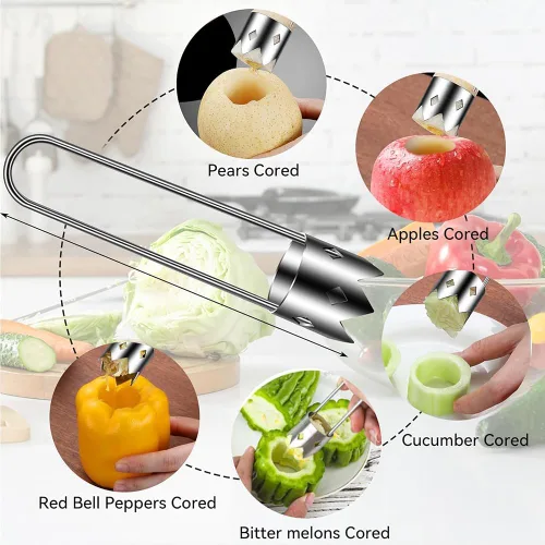 Miniatura 6 de Herramienta de descorchador de frutas y verduras, herramienta de descorchador de semillas de pimiento rojo 2025 de acero inoxidable mejorada