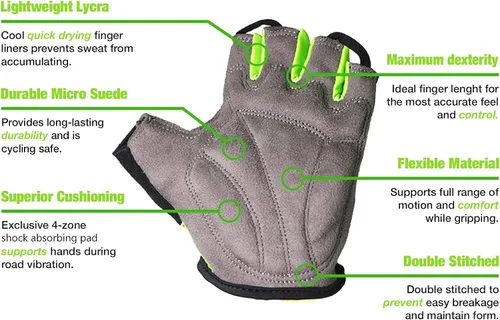 Miniatura 4 de LuxoBike - Guantes de ciclismo, guantes de bicicleta de montaña, guantes de bicicleta Antideslizante, absorción de golpes, acolchado, transpirable