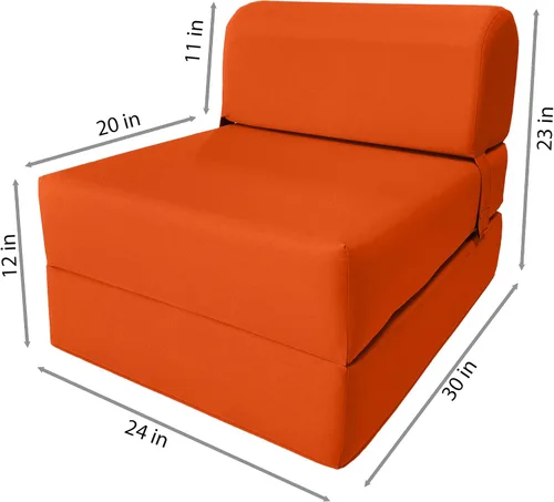 Miniatura 2 de D&D Futon Furniture. Cama plegable de espuma para silla, sofá estudio, colchón de espuma plegable para invitados (6 x 24 x 70 pulgadas, naranja)