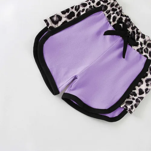 Miniatura 39 de Ropa de verano para niña, camiseta de manga corta para bebé, pantalones cortos, estampado de leopardo, camuflaje, de 18 meses a 6 años