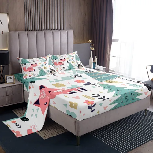 Miniatura 7 de Manfei Juego de sábanas de pájaros tamaño matrimonial, juego de ropa de cama floral de hojas botánicas para decoración de habitación de niños