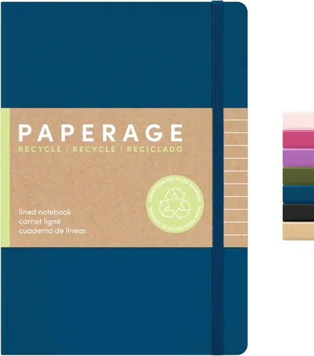 Miniatura 10 de PAPERAGE - Libreta de rayas con líneas recicladas, (color negro), 160 páginas, tamaño mediano de 5.6 x 8 pulgadas - papel grueso de 100 g/m²