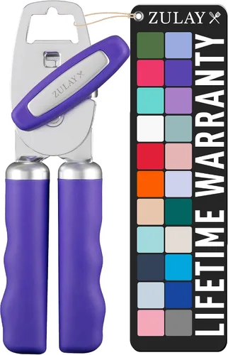 Miniatura 36 de Zulay Kitchen Abrelatas manual de acero inoxidable resistente con abridor de botellas, abrelatas manual a prueba de óxido con perilla giratoria