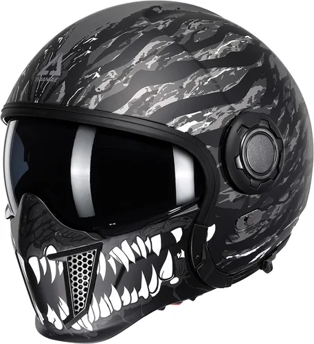 Miniatura 13 de TRIANGLE Cascos de motocicleta de cara completa, casco de motocross todoterreno para hombres y mujeres, doble visera con protector solar interno