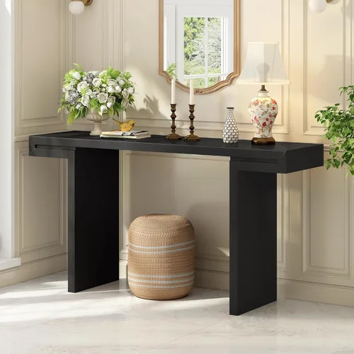 Miniatura 37 de Quarte Elegante mesa consola con tres cajones de almacenamiento, mesa de sofá extra larga para entrada, pasillo, sala de estar, vestíbulo, pasillo