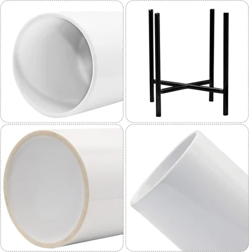 Miniatura 7 de 1 juego de soporte para cubiertos, soporte para utensilios de cerámica blanca con marco de metal, organizador de cocina compacto para tenedores