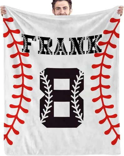 Miniatura 14 de Mantas de béisbol personalizadas con números de nombre, mantas de franela personalizadas para juegos de equipo de béisbol, regalos para niños