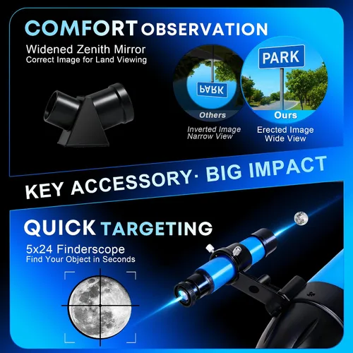 Miniatura 4 de Hawkko Telescopio para adultos y niños, apertura de 80 mm, telescopio de alta potencia de 600 mm para principiantes de astronomía - telescopios