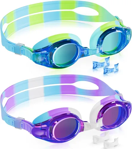 Miniatura 24 de Aegend - Paquete de 2 gafas para niños, gafas de natación para niños de 4 a 16 años, niños y niñas jóvenes, gafas de piscina antivaho, impermeables