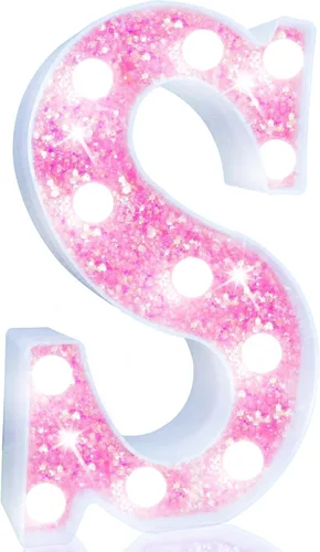 Miniatura 15 de Pooqla Luces de números de marquesina, números de luz rosa para niñas de 10.º cumpleaños, funciona con pilas, luz nocturna de número con purpurina