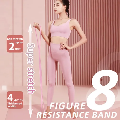 Miniatura 2 de Figura 8 bandas de resistencia para mujeres y hombres – Cuerda de tracción de silicona de 15 libras para entrenamiento de hombros, espalda y brazos