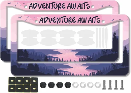 Miniatura 22 de 2 marcos de matrícula impresos para hombres o mujeres (D_BlueDot1_WhiteBg)
