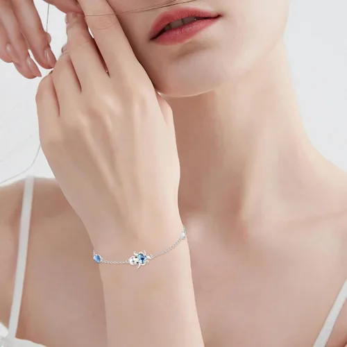 Miniatura 4 de CUOKA MIRACLE Pulsera de pulpo para mujer, pulsera de pulpo de cristal azul, joyería ajustable de 7 pulgadas + 2 pulgadas, dijes de cadena