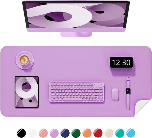 Alfombrilla de escritorio, 60 x 35 cm, de piel sintética, antideslizante, alfombrilla grande para mouse para escritorio, impermeable, almohadilla de