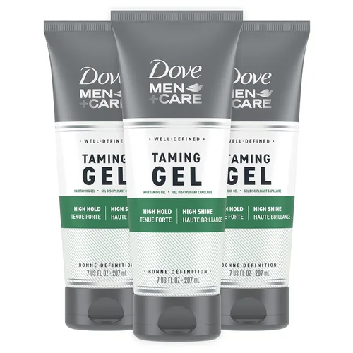 DOVE MEN + CARE Gel de peinado de 3 unidades de gel para domar el cabello para una sujeción fuerte, producto de peinado para un cabello más grueso y