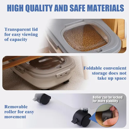 Miniatura 3 de Contenedor plegable de almacenamiento de alimentos para perros con tapas, hermético, harina de arroz, cereales, azúcar, gato, mascotas, aves, Verde