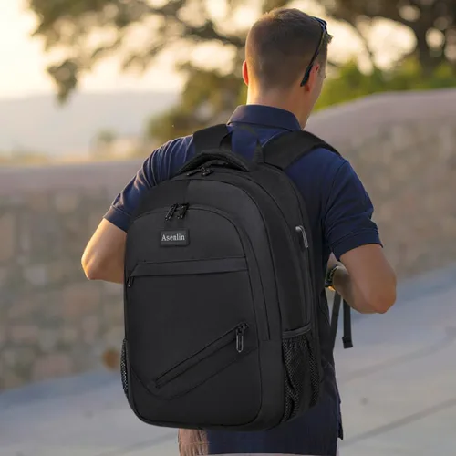 Miniatura 7 de Mochila Asenlin para portátil de viaje para mujeres y hombres, mochila resistente al agua para negocios, delgada y resistente, con puerto USB