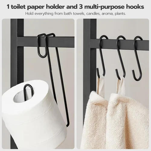 Miniatura 3 de HOOBRO Estante de Almacenamiento Sobre el Inodoro, Organizador de Baño de 2 Niveles Sobre el Inodoro, Estantes de Baño con Soporte para Papel