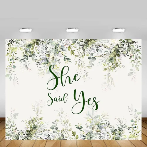 Miniatura 5 de MEHOFOND Telón de fondo de eucalipto para despedida de soltera de 7 x 5 pies, pancarta de hojas verdes, fondo de fotografía para mujeres, boda