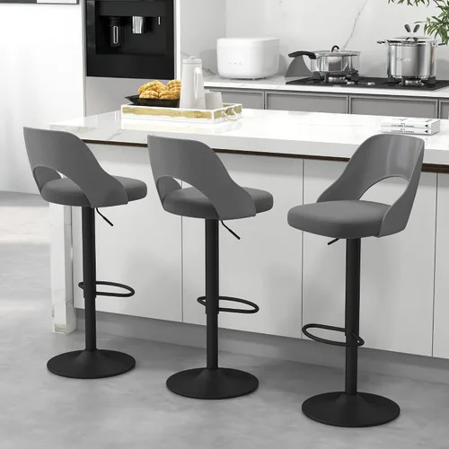 Miniatura 18 de civama Juego de 2 taburetes de bar para encimera de cocina, altura del asiento ajustable de 25 a 33 pulgadas, sillas de isla giratorias tapizadas